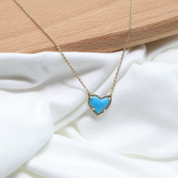Kendra Scott Gold and Blue Heart Necklace - Picture 2 of 2